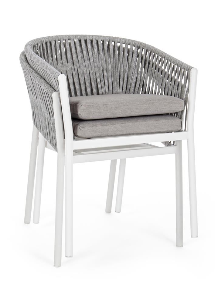 Gartenstühle stapelbar weiß mit Polster Set Pick-Up-Möbel Florencia 4er
