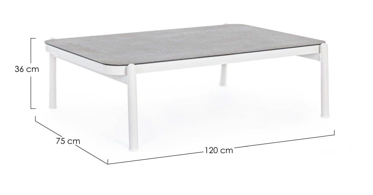weiß cm 120x75 Pick-Up-Möbel Florencia Aluminium Gartentisch wetterfest