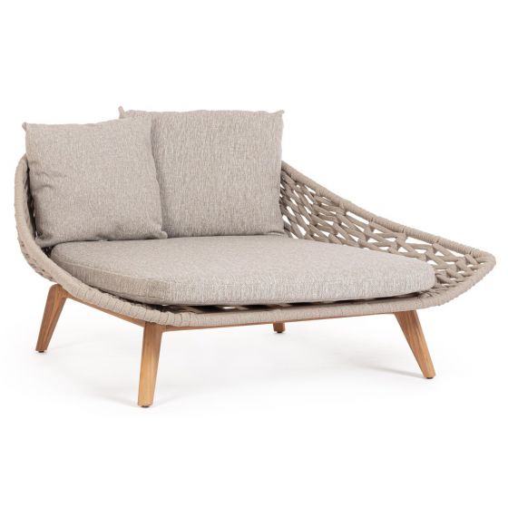 Daybed wetterfest beige Tamires Teakgestell Rope