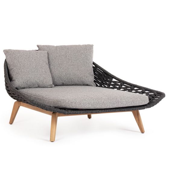 Daybed wetterfest grau Rope Tamires Teak Gestell