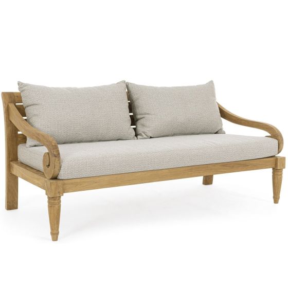 Teak Outdoor Sofa Gartensofa wetterfest Karuba Polster Natur